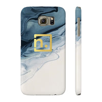 Blue Marbled Logo Slim Phone Cases