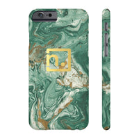 Green Marbled Logo Slim Phone Cases