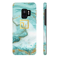 Aqua Marbled Logo Slim Phone Cases