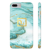 Aqua Marbled Logo Slim Phone Cases