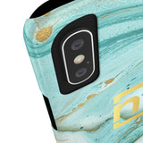 Aqua Marbled Logo Slim Phone Cases