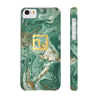 Green Marbled Logo Slim Phone Cases