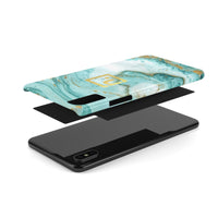 Aqua Marbled Logo Slim Phone Cases