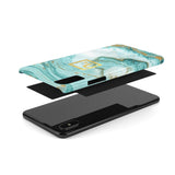 Aqua Marbled Logo Slim Phone Cases