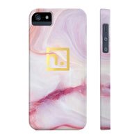 Pink Marbled Logo Slim Phone Cases