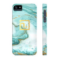 Aqua Marbled Logo Slim Phone Cases