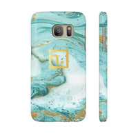Aqua Marbled Logo Slim Phone Cases