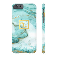 Aqua Marbled Logo Slim Phone Cases