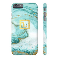 Aqua Marbled Logo Slim Phone Cases