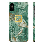 Green Marbled Logo Slim Phone Cases