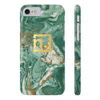 Green Marbled Logo Slim Phone Cases