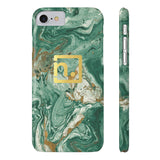 Green Marbled Logo Slim Phone Cases