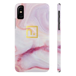 Pink Marbled Logo Slim Phone Cases