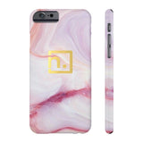 Pink Marbled Logo Slim Phone Cases