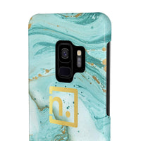 Aqua Marbled Logo Slim Phone Cases