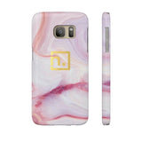 Pink Marbled Logo Slim Phone Cases