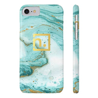 Aqua Marbled Logo Slim Phone Cases