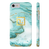 Aqua Marbled Logo Slim Phone Cases