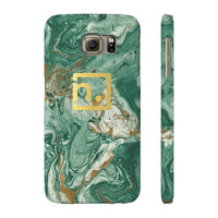 Green Marbled Logo Slim Phone Cases