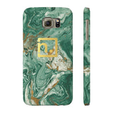 Green Marbled Logo Slim Phone Cases