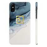 Blue Marbled Logo Slim Phone Cases