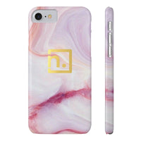 Pink Marbled Logo Slim Phone Cases
