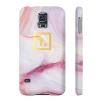 Pink Marbled Logo Slim Phone Cases