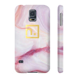 Pink Marbled Logo Slim Phone Cases