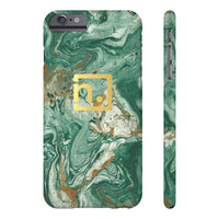 Green Marbled Logo Slim Phone Cases