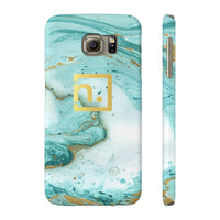 Aqua Marbled Logo Slim Phone Cases