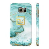 Aqua Marbled Logo Slim Phone Cases