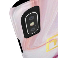 Pink Marbled Logo Slim Phone Cases