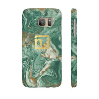 Green Marbled Logo Slim Phone Cases