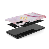 Pink Marbled Logo Slim Phone Cases