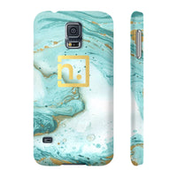 Aqua Marbled Logo Slim Phone Cases