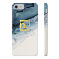 Blue Marbled Logo Slim Phone Cases
