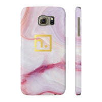 Pink Marbled Logo Slim Phone Cases