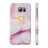 Pink Marbled Logo Slim Phone Cases