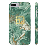 Green Marbled Logo Slim Phone Cases